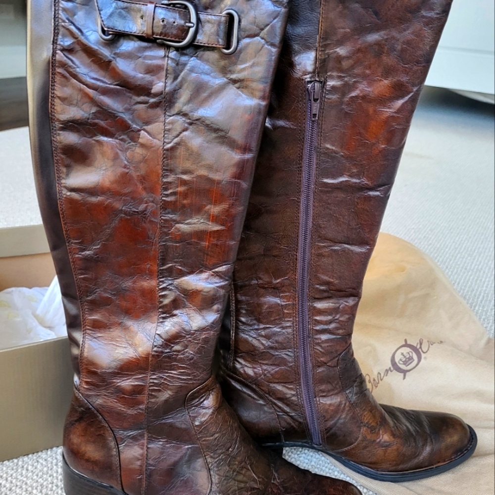 Born Crown Sosie Brown Leather Tall Boots, sz 8 - Picture 3 of 9